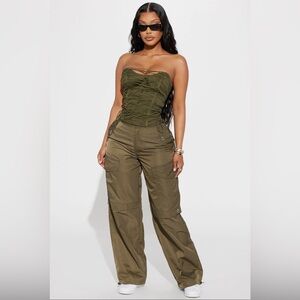 Fashion Nova Cargo Set (pants & corset) NWT